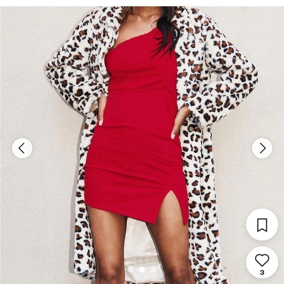 NWOT Princess Polly Priya Red One Shoulder Strap Slit Mini Dress Size 8 - Picture 3 of 15